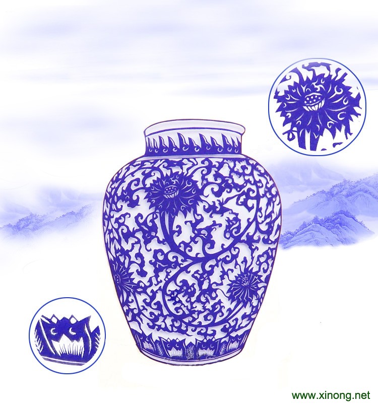 福建青花瓷剪纸
